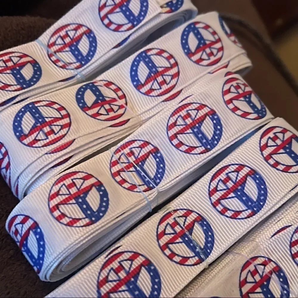 Grosgrain Ribbon 7/8” 5 yards 5/$20 peace sign USA